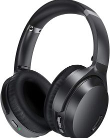 HROEENOI Active Noise Cancelling Headphones, JZ02 Bluetooth Headphones, Wireless Over Ear Headphones with CVC 8.0 Microphone Deep Bass Headset, 40 Hours Playtime for Travel Work TV Phone - Black